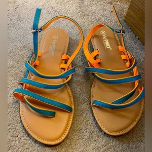 Never worn! Via Pinky blue and orange sandals